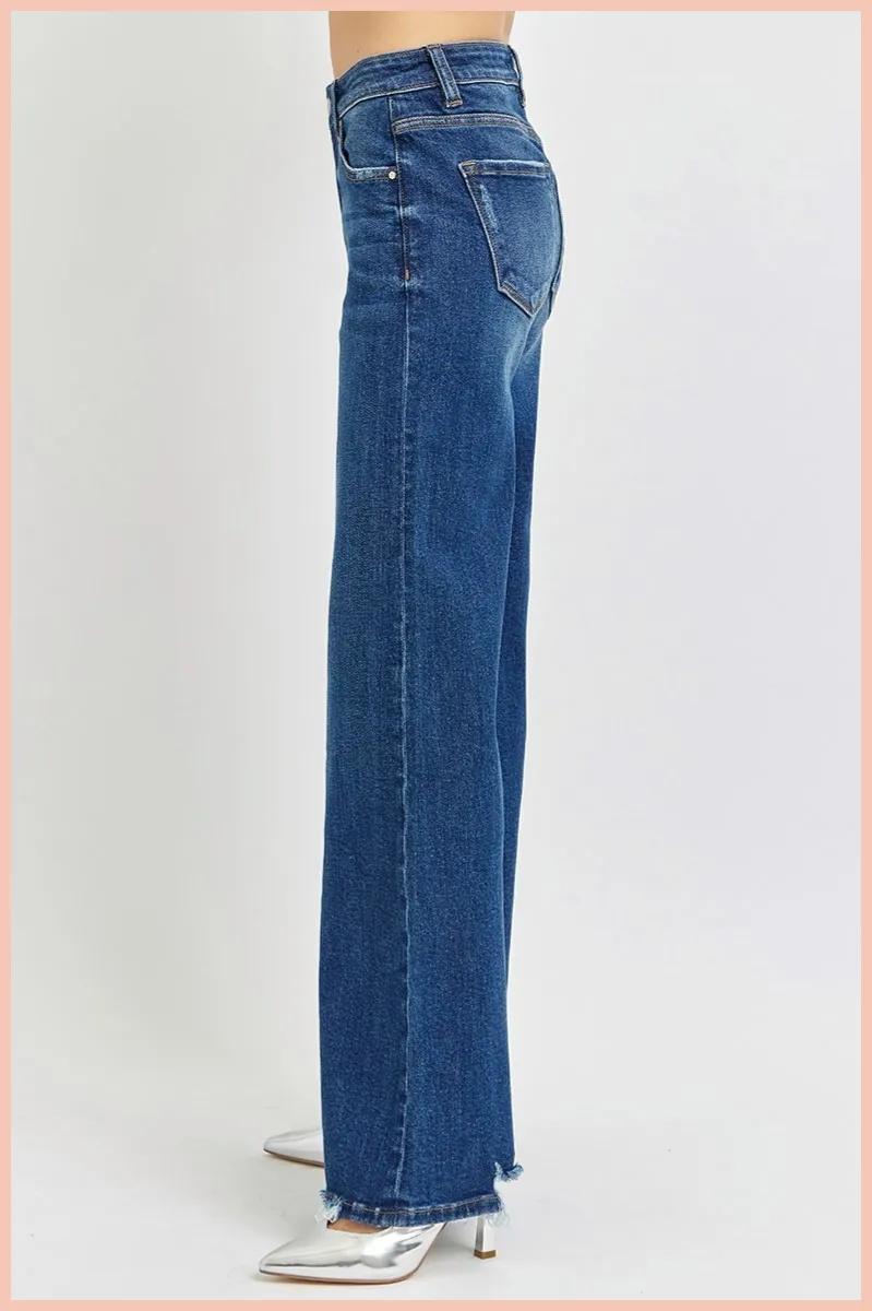 RISEN Mid Rise Wide Leg Denim