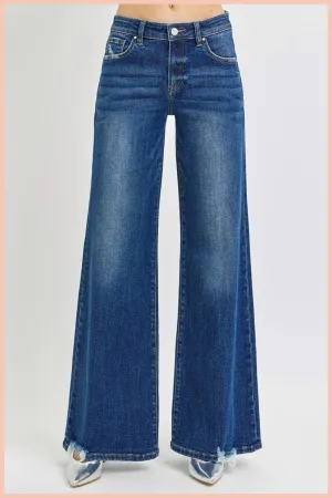 RISEN Mid Rise Wide Leg Denim