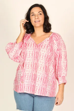 Robin Peasant Top in Shibori Pink