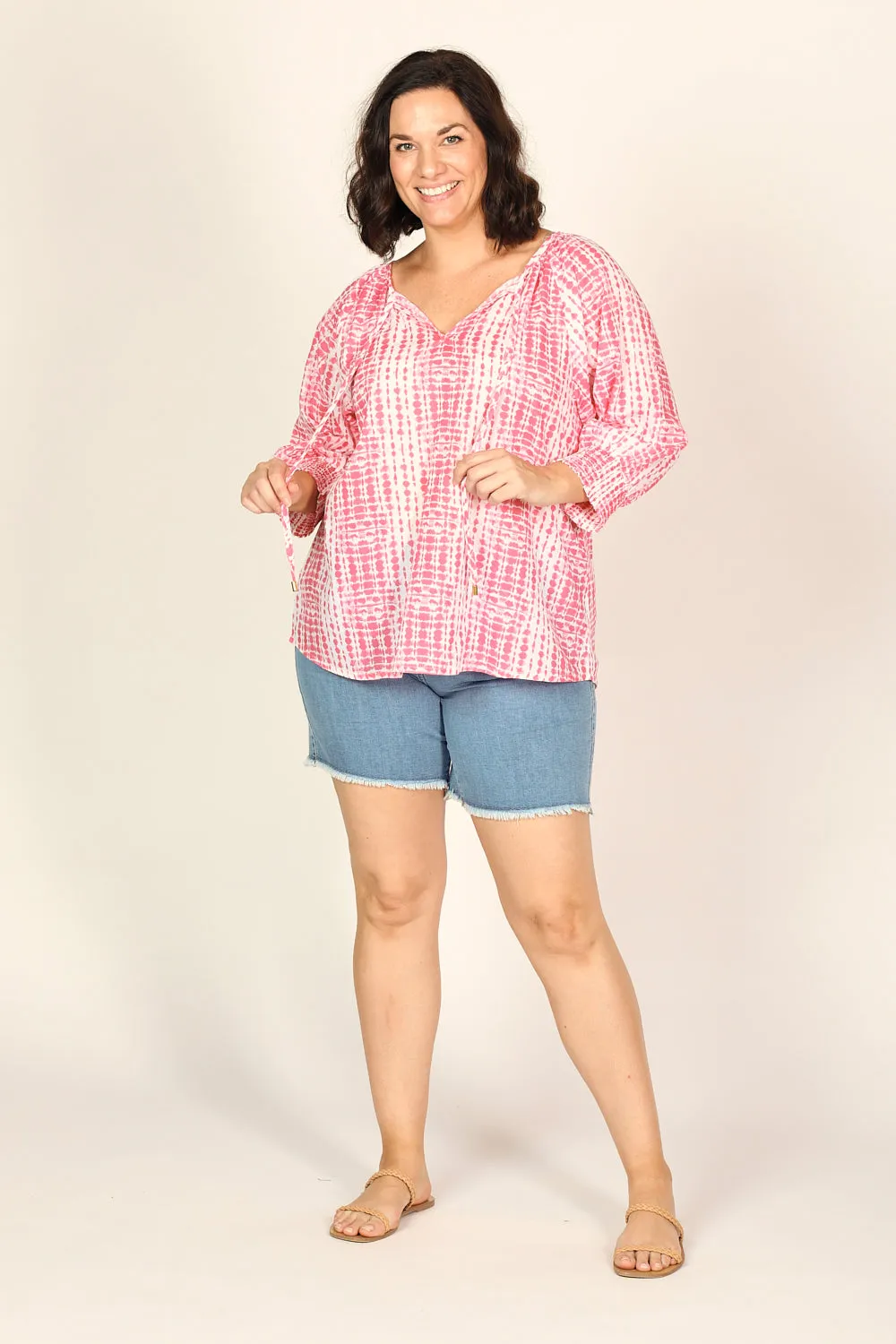 Robin Peasant Top in Shibori Pink