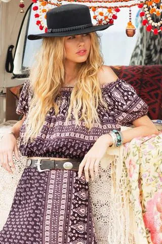 Spell And The Gypsy Gypsiana Pepper Peasant Top Only Extra Small XS Boho Off The Shoulder Midrift Top Bohemian Goddess