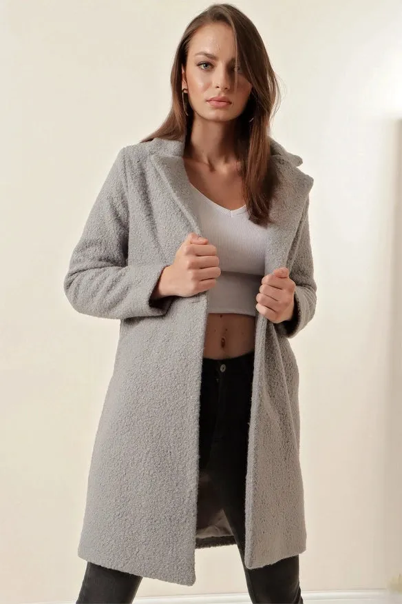 Stylish Classy Women Coat Gray