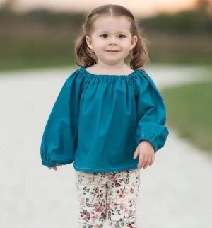 Teal Peasant Blouse