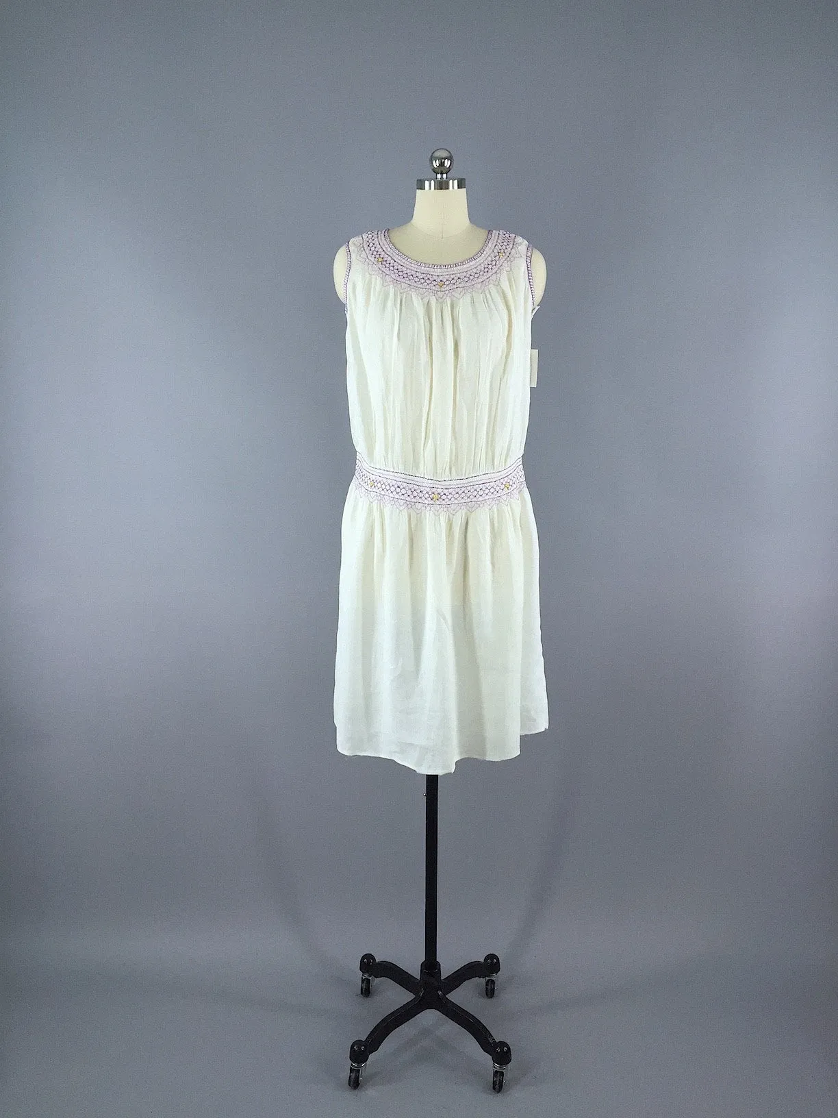 Vintage 1920s Embroidered Cotton Peasant Dress