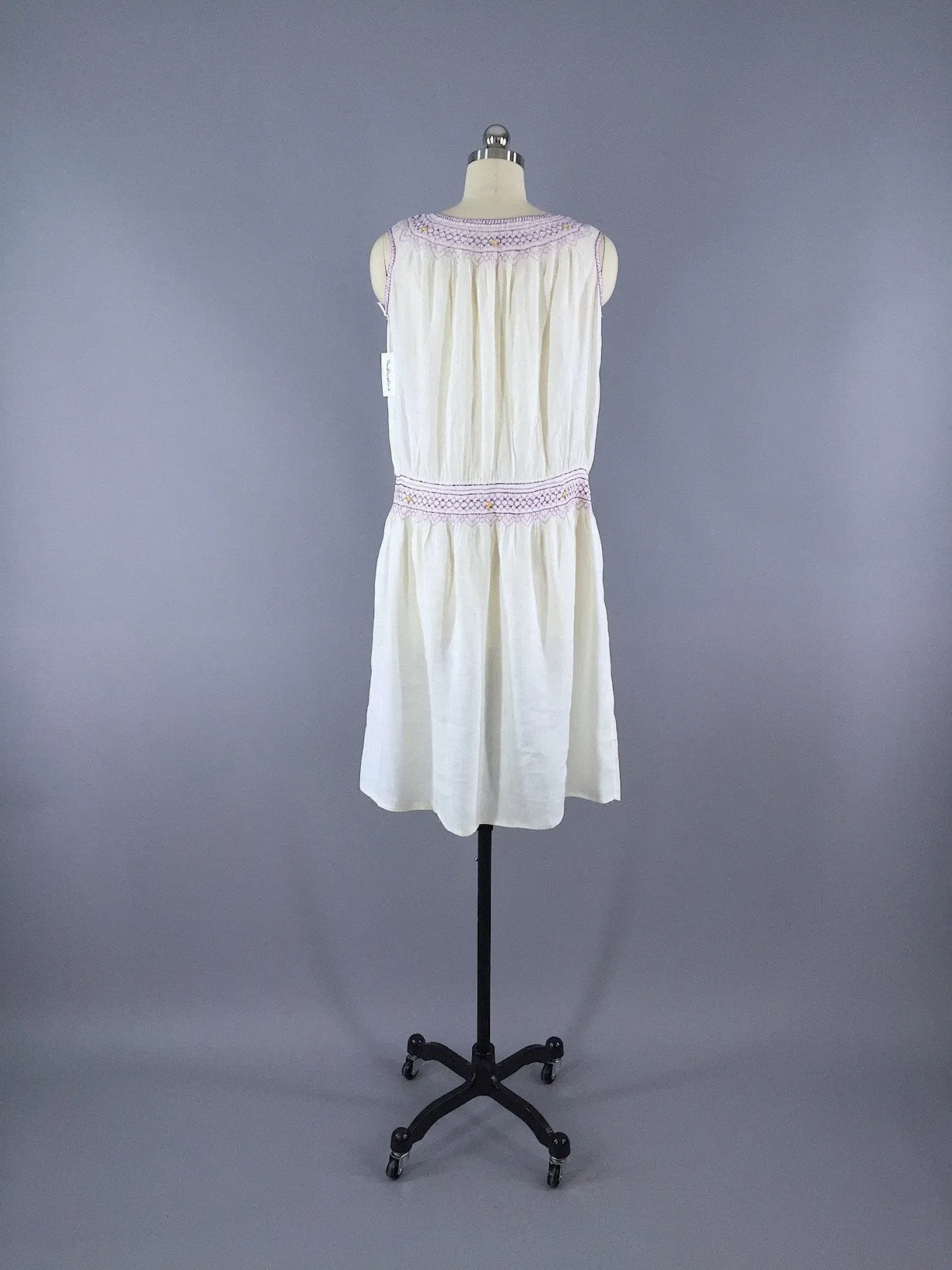 Vintage 1920s Embroidered Cotton Peasant Dress