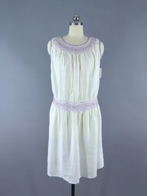 Vintage 1920s Embroidered Cotton Peasant Dress