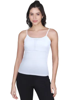 White Cotton Padded Camisole Bra with High Coverage and Adjustable Straps Pack-of-1