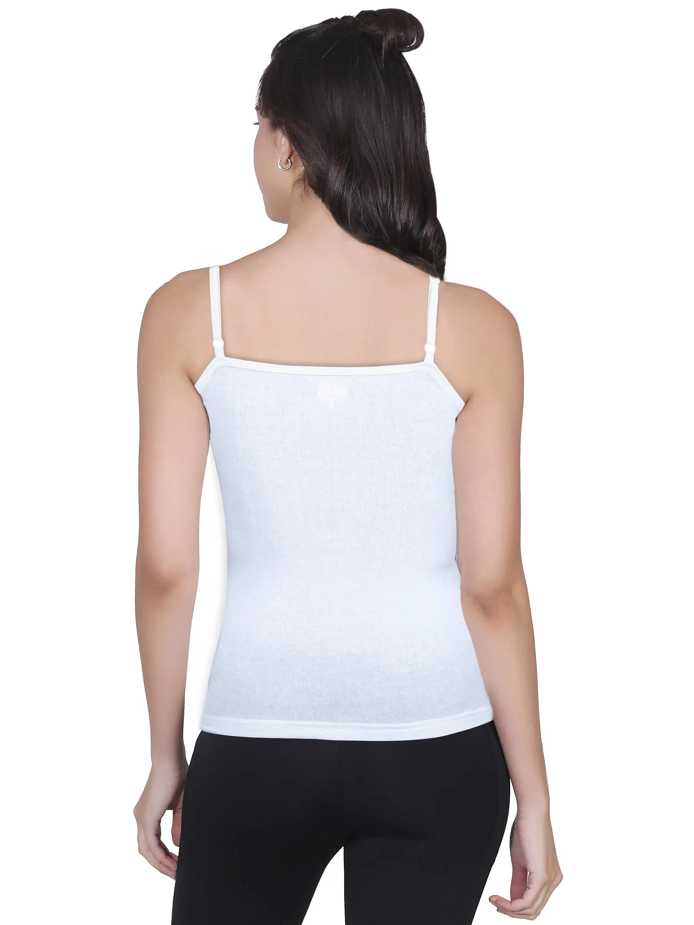 White Cotton Padded Camisole Bra with High Coverage and Adjustable Straps Pack-of-1