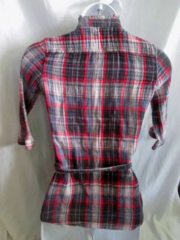 WOMENS VINTAGE HAVANA Rockabilly Shirt Top M RED BLUE PLAID Boho Indie