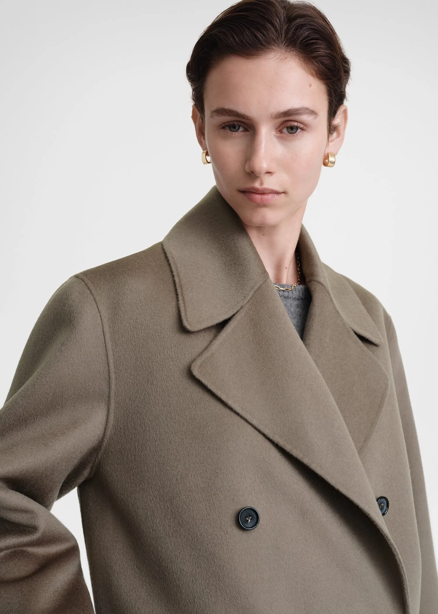 Wool doublé peacoat concrete
