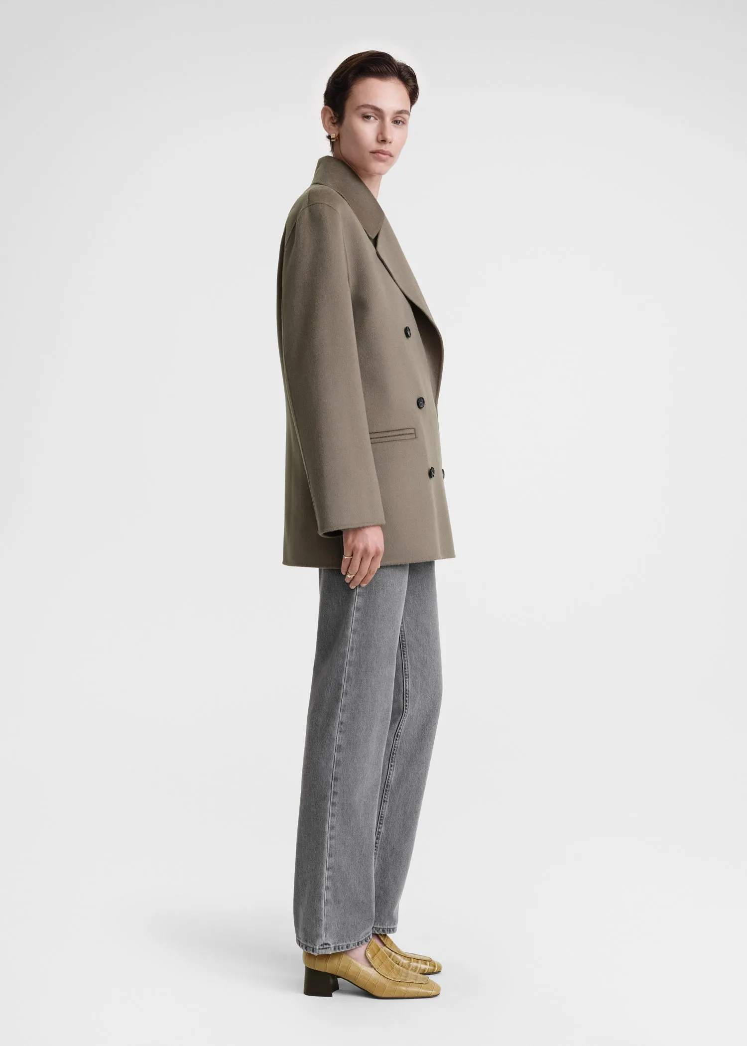 Wool doublé peacoat concrete